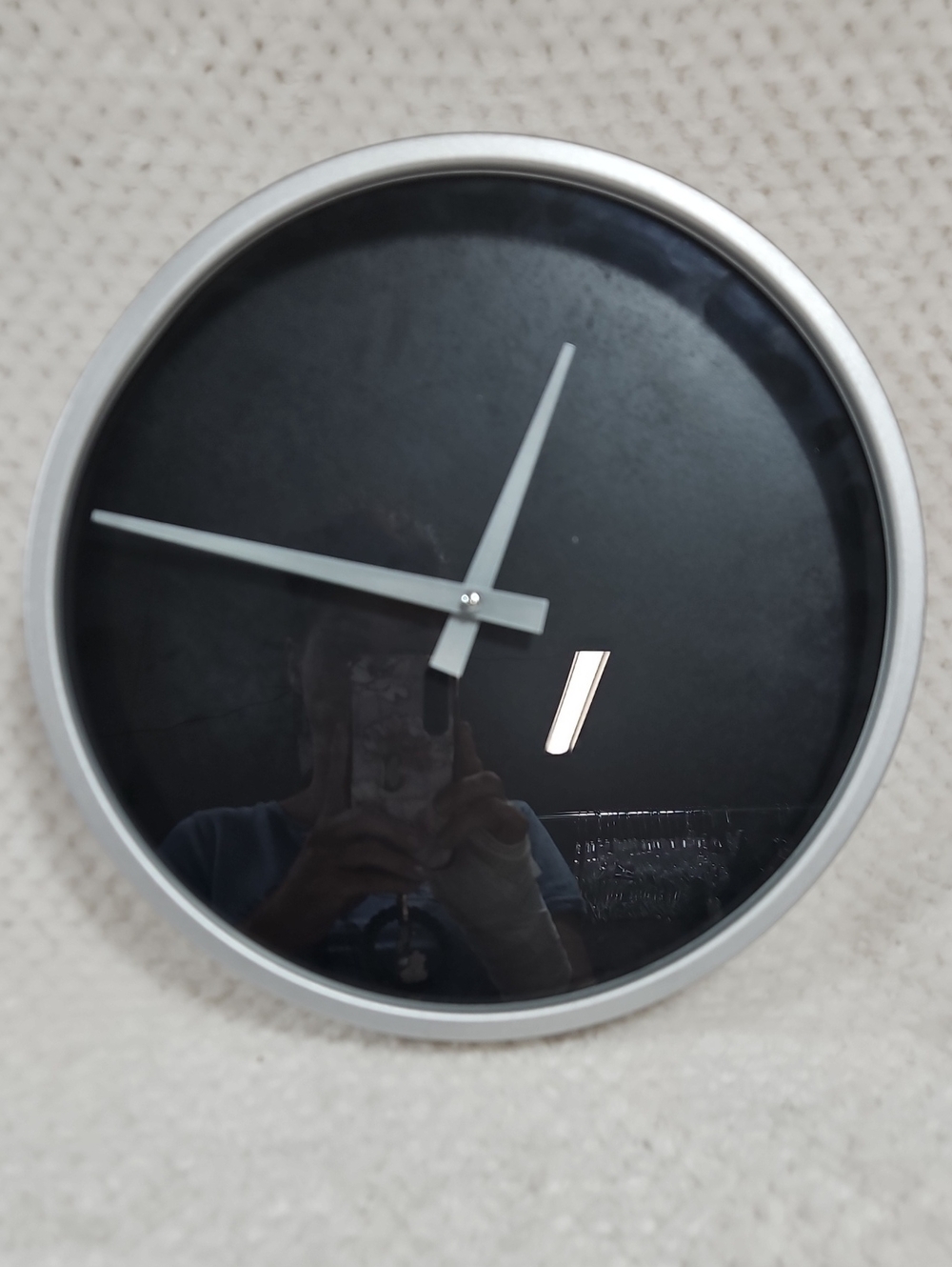 12" silver/black wall clock for home of office